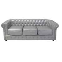 FUR401S Chesterfield 3 Seater Sofa Silver